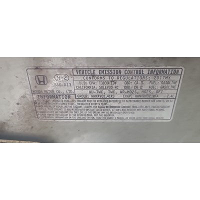 2014-2017 Honda Accord passenger Side, Dash Used Air Bag