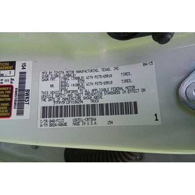 2010-2022 Toyota Tundra Passenger Dash Used Airbag