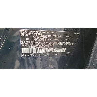 2013-2018 Toyota RAV4 Passenger Roof Used Airbag 
