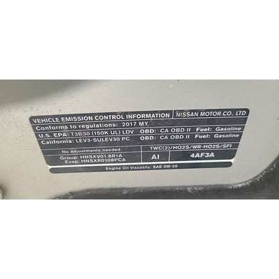2015-2019 Nissan Sentra Passenger Side Roof Curtain Used Air Bag