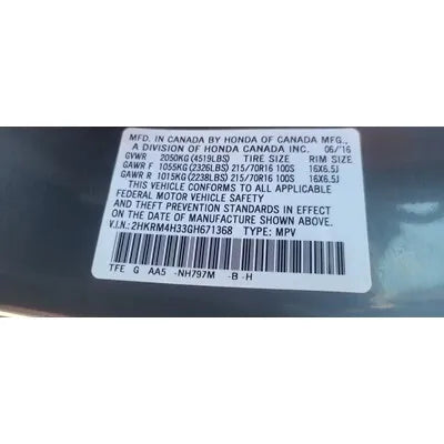2015-2016 Honda CR-V Passenger Side Dash Airbag Used