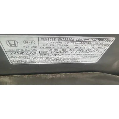 2013-2015 Honda Civic Passenger side, Roof Curtain Used Air Bag