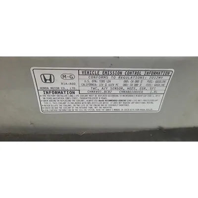 2012 Honda Civic Driver Side Roof Curtain Used Air Bag