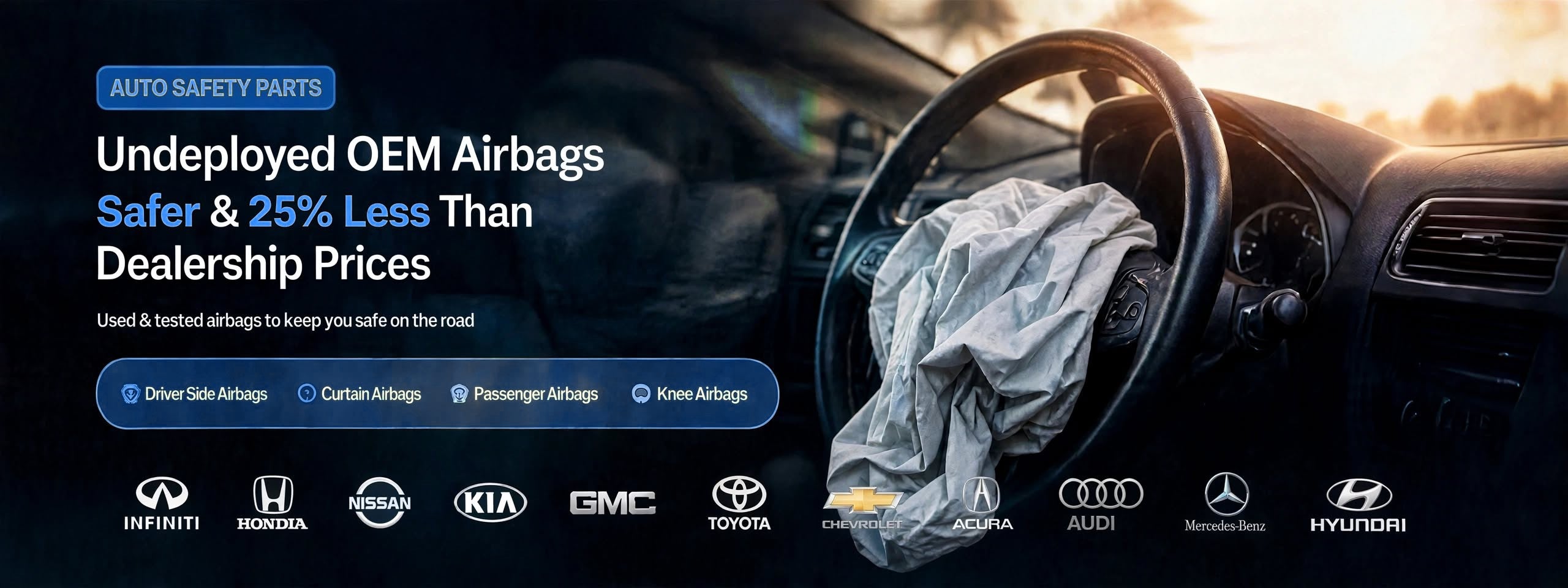 Undeployed OEM Airbags - Safer and 25% Less Than Dealership Prices